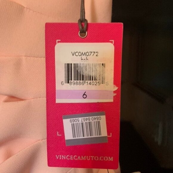 VINCE CAMUTO Ruffle Slit Trumpet Gown Blush Size 6 - Picture 7 of 7